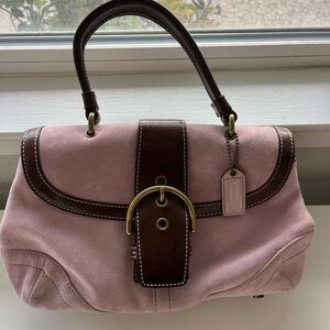 Coach Pink and Brown Suede Handbag